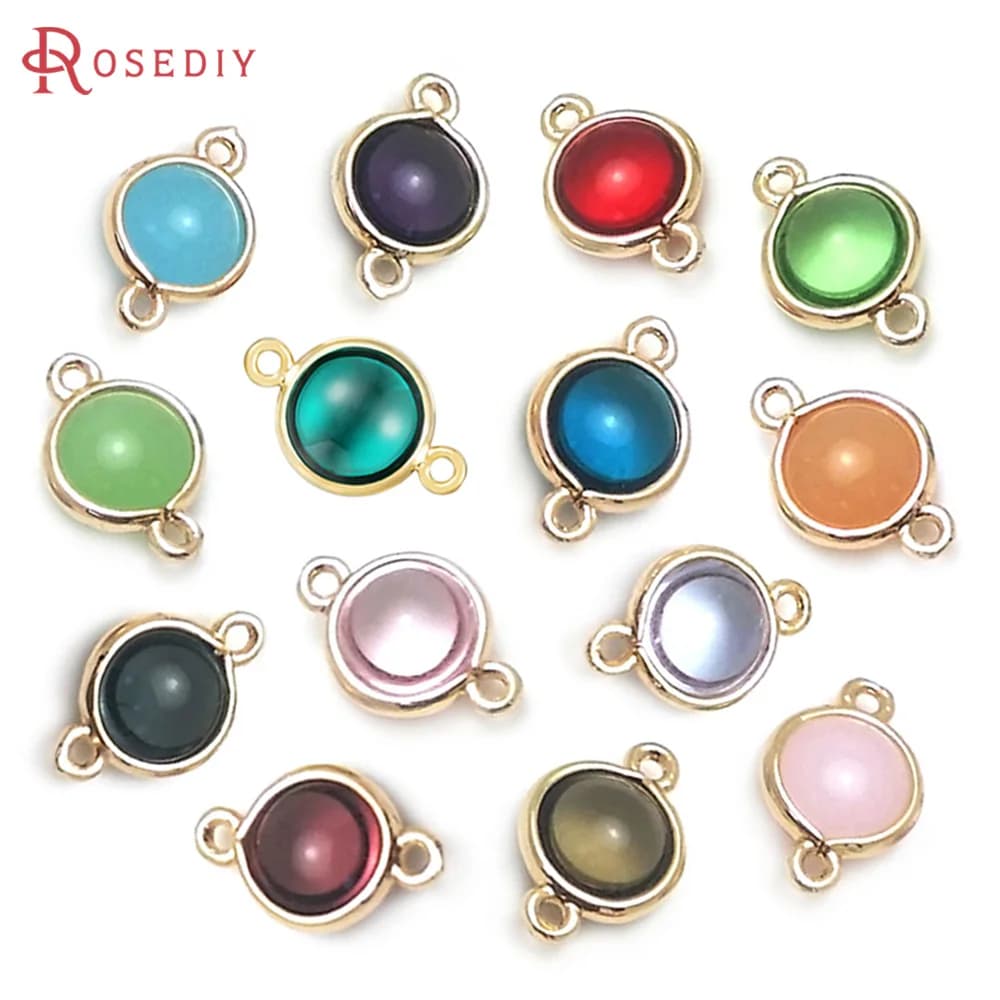 10PCS Brass 2 Holes Round Charms Pendants Necklace Earrings High Quality Diy Jewelry Accessories Rosediy official-website