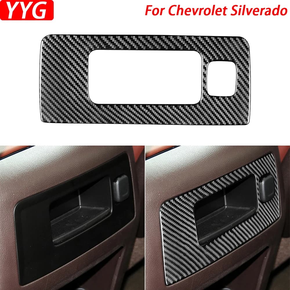 For Chevrolet Silverado 1500 GMC Sierra 1500 2014-2018 Carbon Fiber Rear Central Control Panel Trim Cove Car Interior Sticker