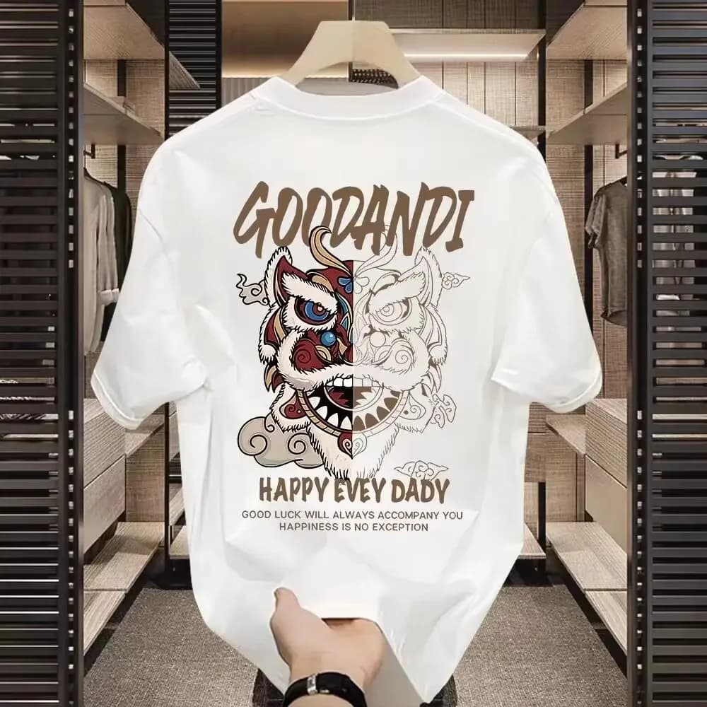 Men's Summer Napoli Basic Vintage Casual Pure Cotton Oversized T-shirt Streetwear Windbreak Tiki  Fashion Style Clothing