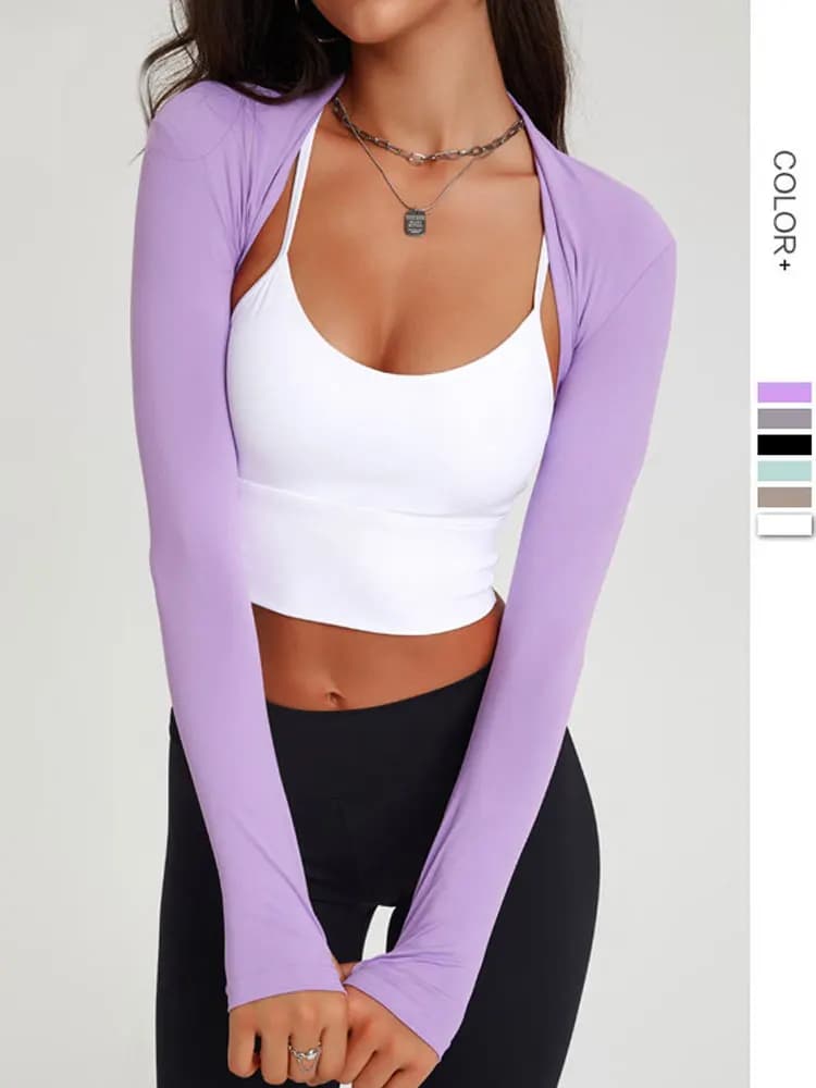 Sports Long Sleeve Shirts Yoga Dance Crop Top Shawl Fitness Cardigan Small Waistcoat Ballet Coat Workout Jacket Women Gym Outfit