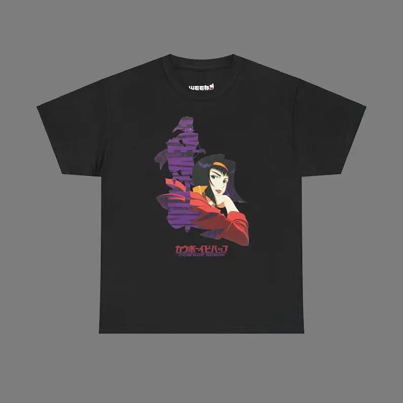 Cowboy Bebop Retro Anime Vintage T-shirt, Faye Valentine From Cowboy Bebop Anime Cotton T-Shirt