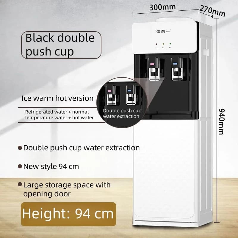 Vertical water dispenser for home office dormitory heightened cooling and heating double door ice temperature water dispenser