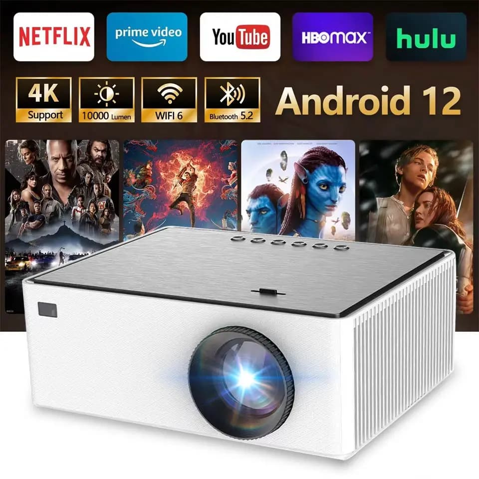 KaiAqua  Full HD Projector Portable Home Theater for 2K 4K 1080P Video HDR Decoding Android WIFI Phone Beam Projector Cinema
