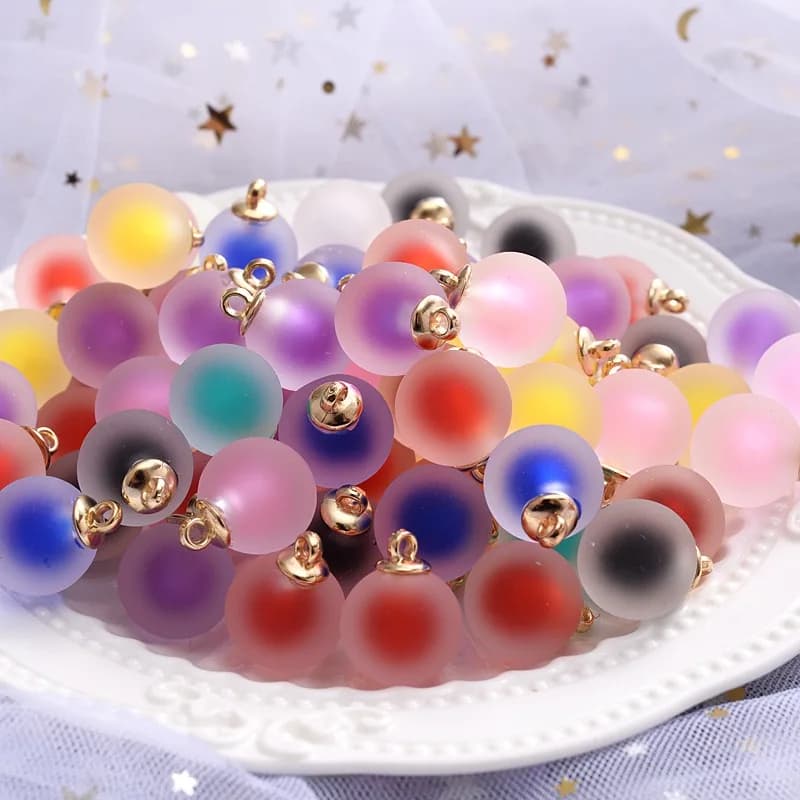 10pcs acrylic matte inner color sugar heart beads charms for make DIY Jewelry bracelet pendantn Keychains accessories