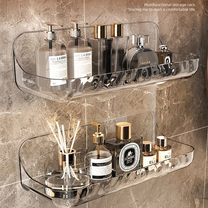 Acryli Bathroom Shelf No Drill Organizer Shower Storage Rack Washstand Cosmetics Storage Rack Wall Mounted Toilet Shampoo Holder