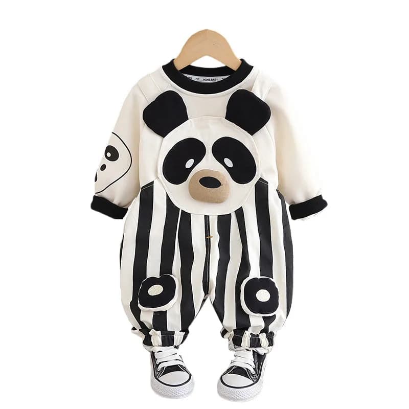 Baby Boy Infant Autumn Clothes 2024 Korean Casual Vertical Striped Long Sleeve Hoodies and Overalls for Kids Boys Tracksuit Set
