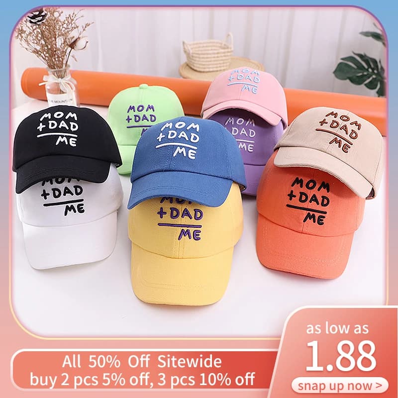 Letter Baby Baseball Hat Soild Color Adjustable Kids Duck Tongue Cap Cotton Children Sun Visors Toddler Bonnet Boy Girl Cap 아기모자