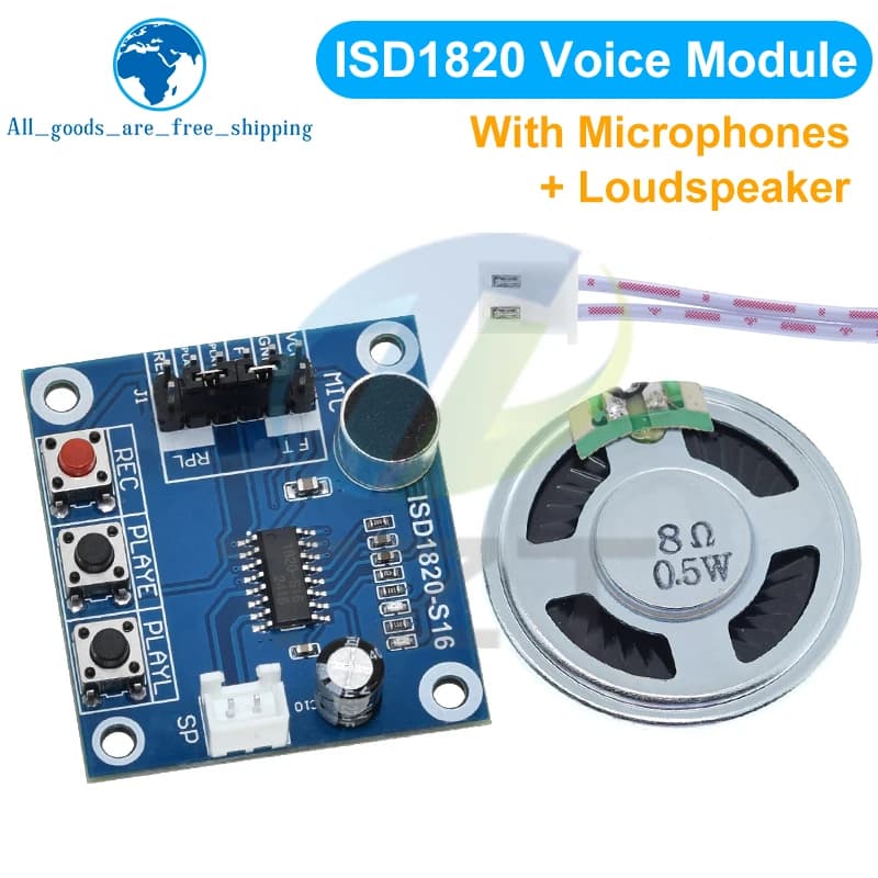 TZT ISD1820 recording module voice module the voice board telediphone module board with Microphones + Loudspeaker