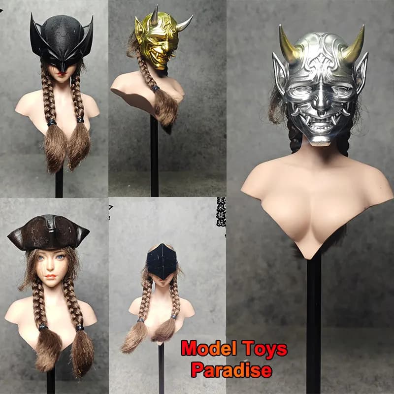 1/6 Japanese Samurai Hannya Anime Mask Captain Cap Model Dollhouse Accessories Fit 12inch Woman Man Soldier Action Figure Body