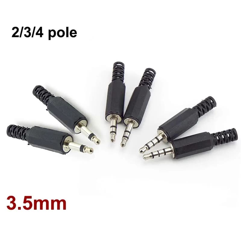 5/10pcs 3.5mm 2/3 Pole 4 pole mono stereo Audio Connectors Jack Plug Headphone Male Adapter 3.5mm 3.5 Male Plug Wire Terminals