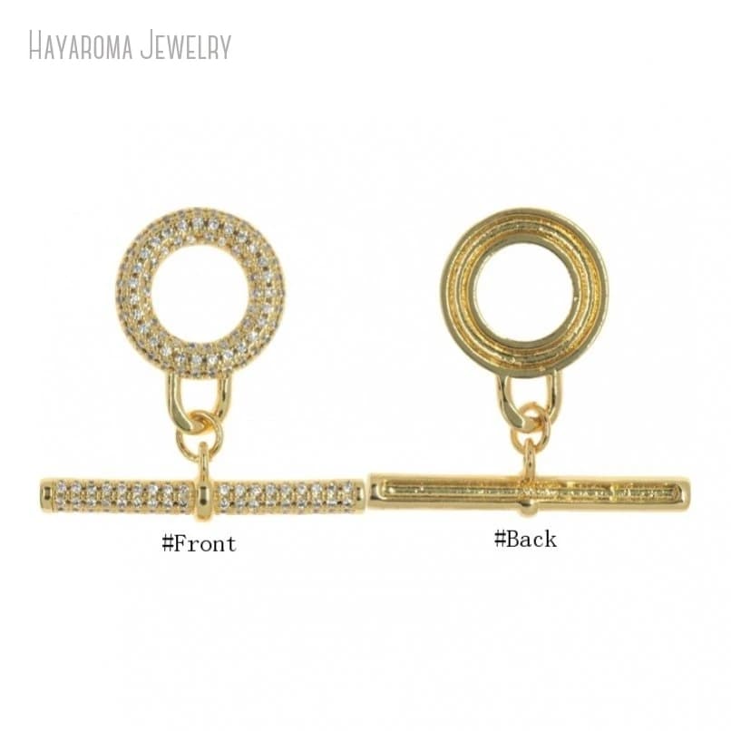 10Pcs Invisible Setting Gold Color Copper Round Coin Shape Circle Ot-buckle Wholesale Accessory Clasps FC50995