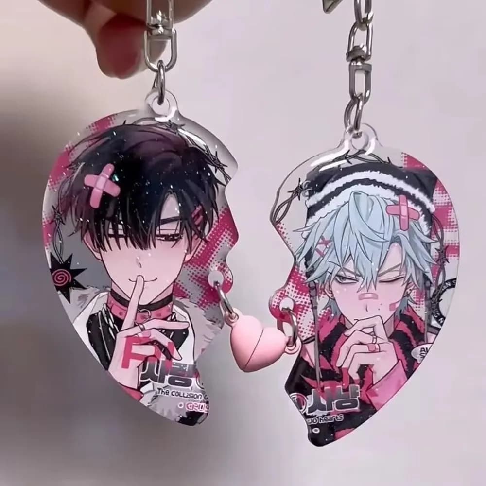 ZSQHET Anime Couple Keychain Alienstage Sua Mizi Lvan Till Luka Hyuna Magnetic Acrylic Pendant Backpack Lovers Pendant Gift