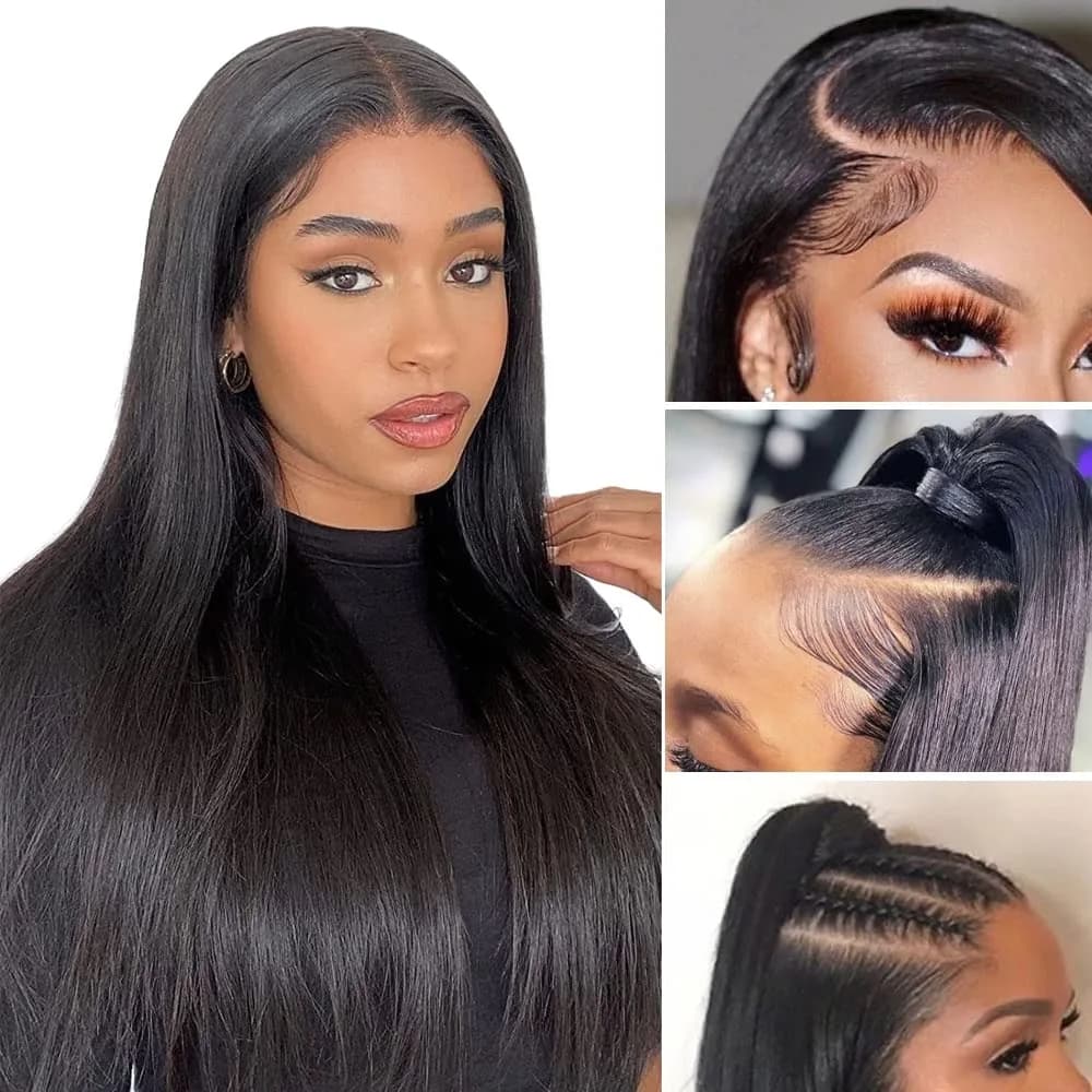 13x4 Bone Straight Lace Front Wigs Human Hair 200% Density Transparent Lace Frontal Wigs for Black Women Brazilian Remy Hair