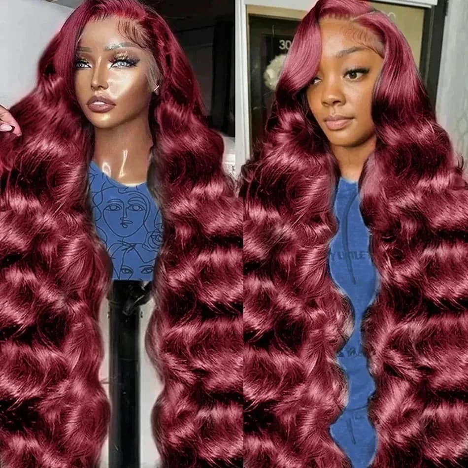 200% Density 13x6 Body Wave Hd 13x4 Lace Frontal Human Hair Wig For Black Women 99j HD Full Lace Front Brazilian Wig Human Hair
