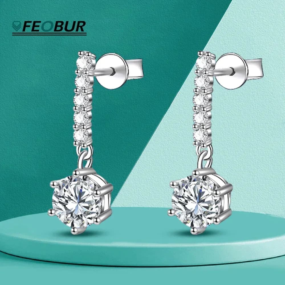 1CT Real Moissanite Drop Earrings for Women Sparkling Diamond Long Tassel Dangle Earrings 925 Sterling Silver Certified Jewelry