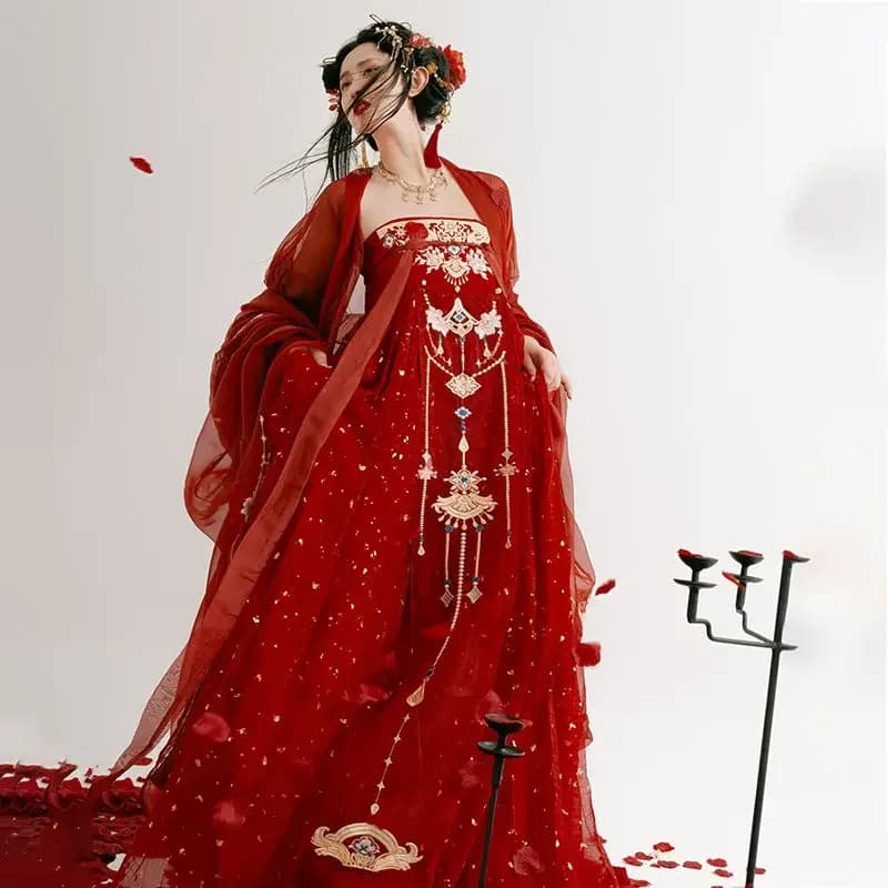 Chinese Hanfu Dress Tang Dynasty Adult red Hanfu Women's Wedding dress Ancient Skirt palace embroidered print Hanfu Full Set