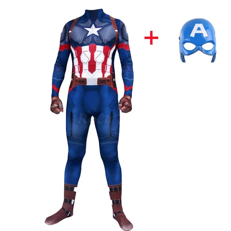 Cosplay Captain America Jumpsuit Cosplay Costume Superhero Adult Kids Halloween Carnival Party Show Bodysuit