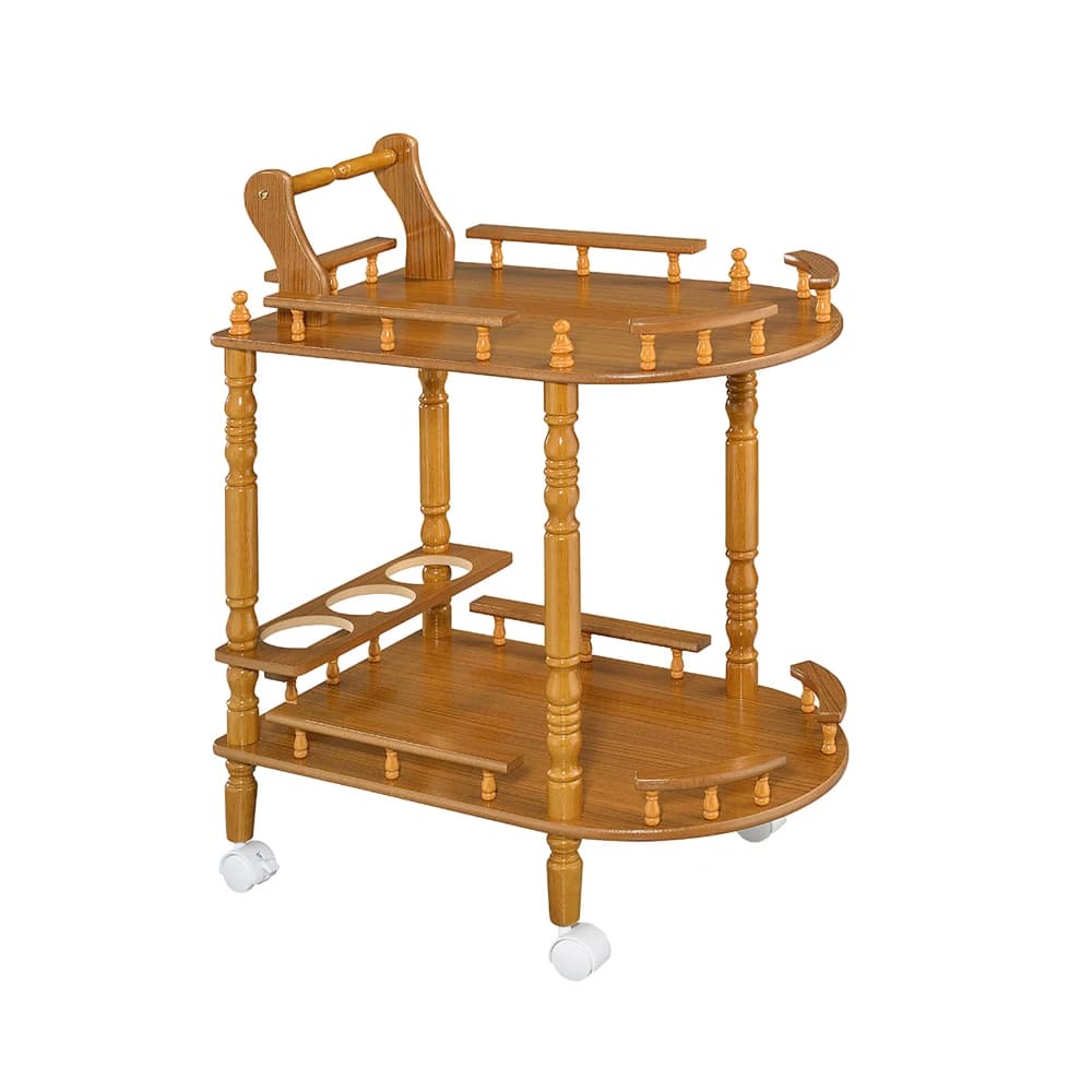 29" Tall 2-Tier Wooden Wine Table with Oak finish Side Table End Table