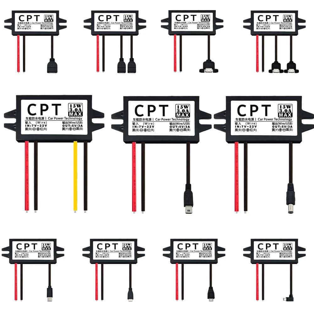 DC-DC Step Down Buck Converter Power Supply Module 12V to 5V 3A 15W for Car Male Female USB Mini USB Micro USB Adapter