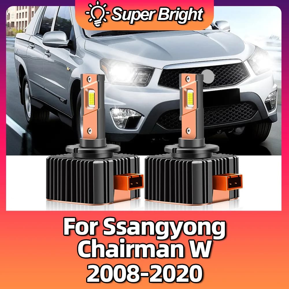 LED Headlight Bulb HID to LED 30000LM Bright White CSP Chip For Ssangyong Chairman W 2008-2014 20152016 2017 2018 2019 2020 12v