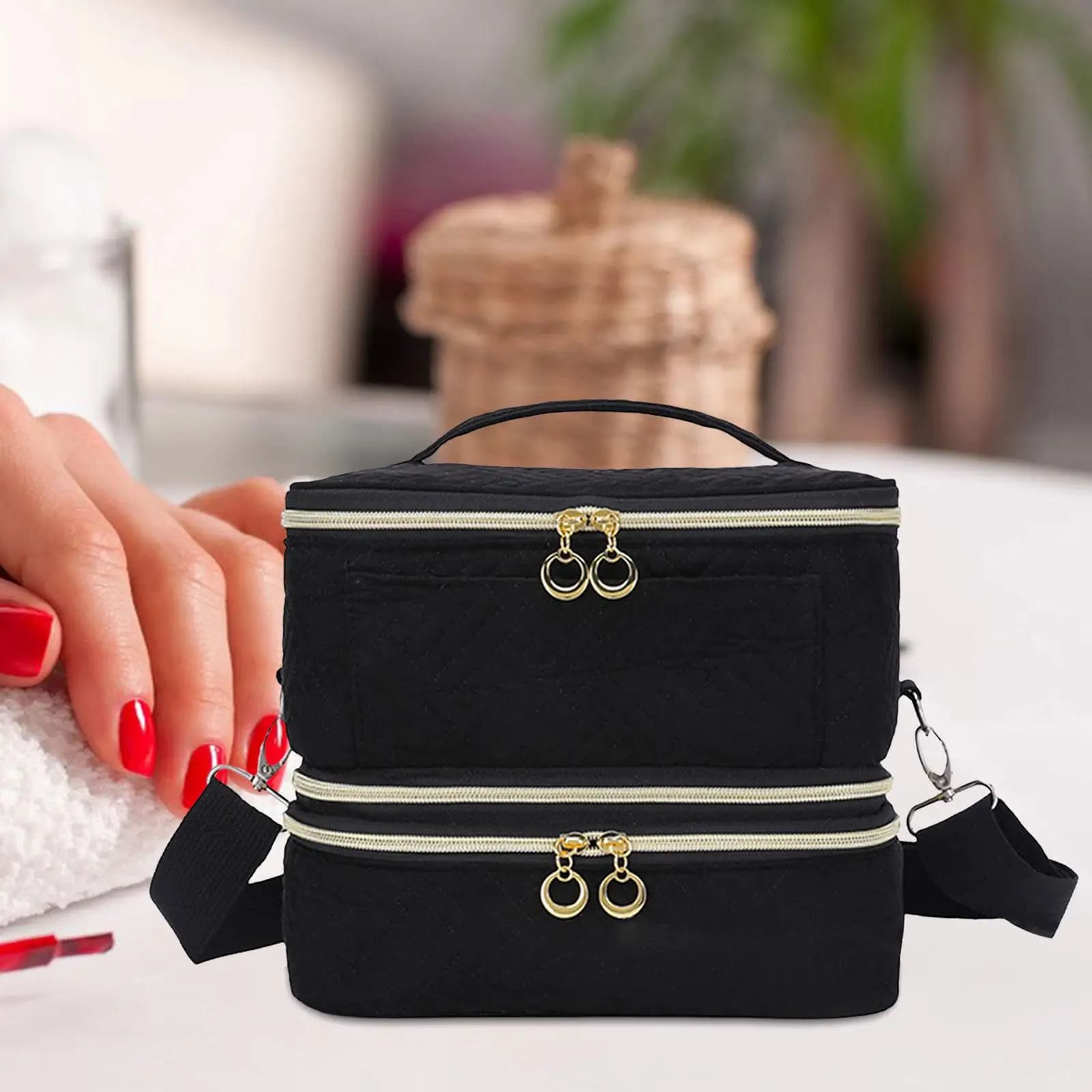 Nail Polish Organizer Nail Polish Storage Bag Portable with Sturdy Handle Salon Use Travel Nail Polish Carrying Case