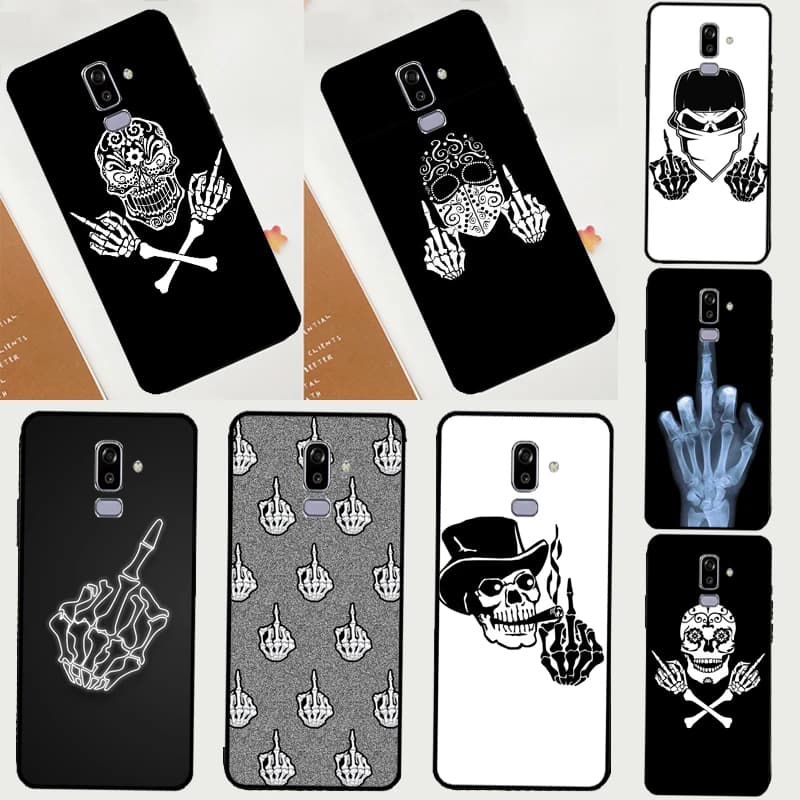 Middle Finger Skeleton Skull Bone Case For Samsung Galaxy J3 J5 J7 J1 2016 A3 A5 2017 J4 J6 Plus A7 A9 A6 A8 J8 2018 Fundas