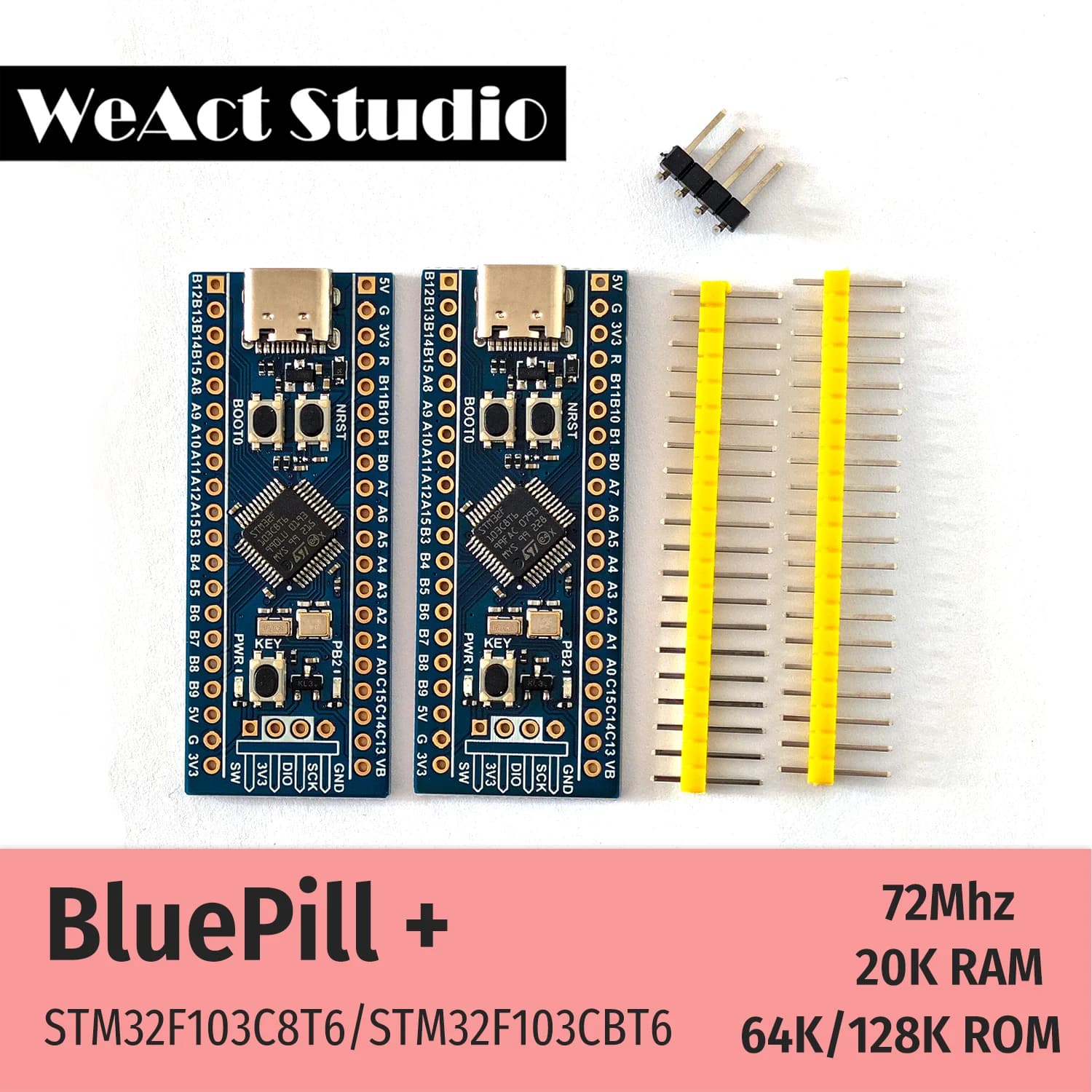 WeAct STM32F103C8T6 STM32F103CBT6 STM32F103 STM32F1 Bluepill Plus ARM STM32 Minimum System Development Board Module