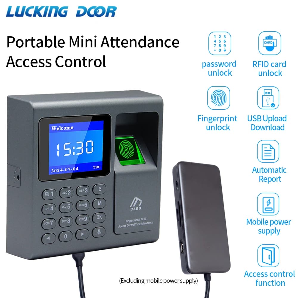Biometric Fingerprint Access Control RFID Card Mini Time Clock Recorder Office Attendance System Employee Time clock Recorder