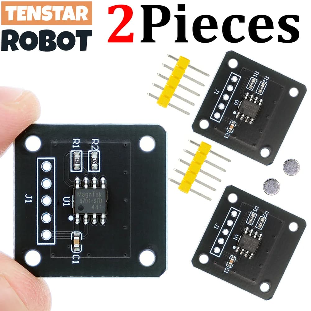 TENSTAR 2pcs MT6701 Magnetic Encoder Magnetic Induction Angle Measurement Sensor Module 14bit High Precision