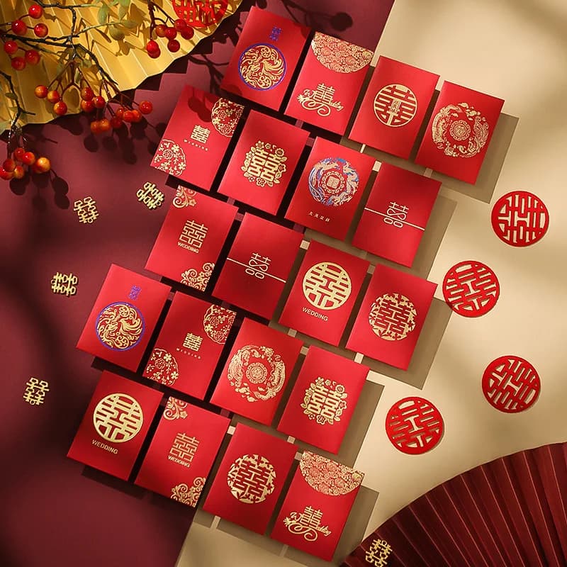 50pcs/set Mini Red Envelopes Kawaii Wedding Party Invitations Cards Cover Gift Bag Cash Envelope Lucky Hongbao Storage Bag