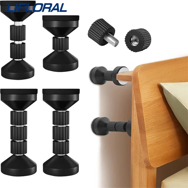 2pcs Adjustable Easy Install Bed Frame Anti-Shake Tool Self-adhesive Headboard Stoppers Telescopic Support Hardware Fixator