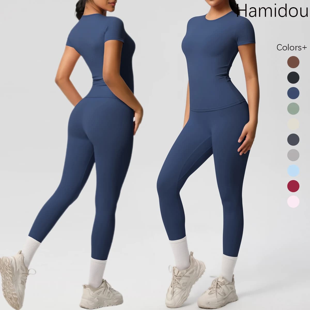 Women 2pcs Patchwork Sport Yoga Suit Gym Sports Crop Tops Sexy Bodycon Crop Tube Top Workout Leggins Booty Bum Leggins
