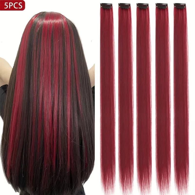 Three-color gradientSparkle Hair Extensions Clip In Rainbow Synthetic Sparkle Hair Tinsel Heat Resistant Sparkle Hair Extensions