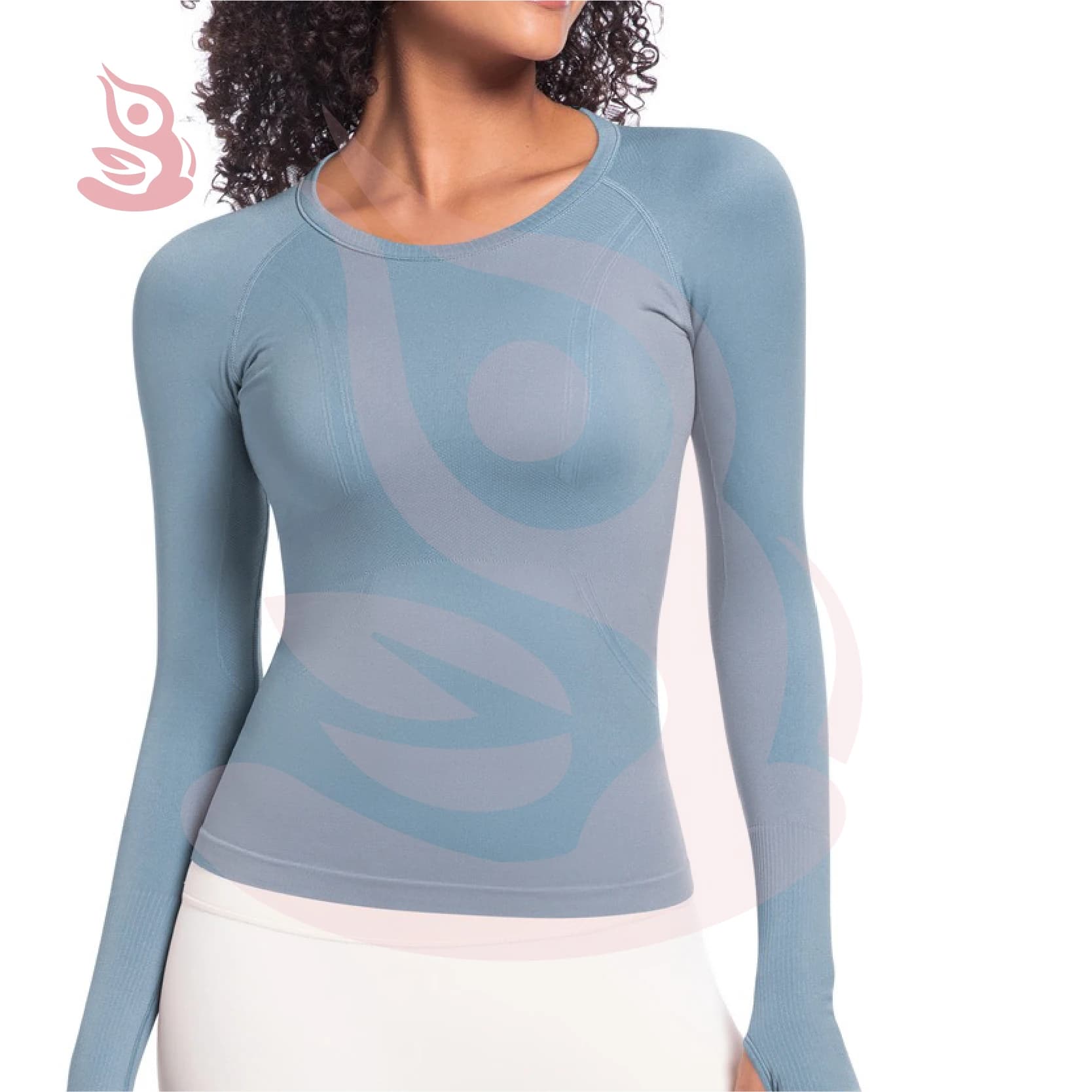 【Print logo】 Winter quick drying long sleeved women's sports running fitness breathable seamless one-piece yoga suit top