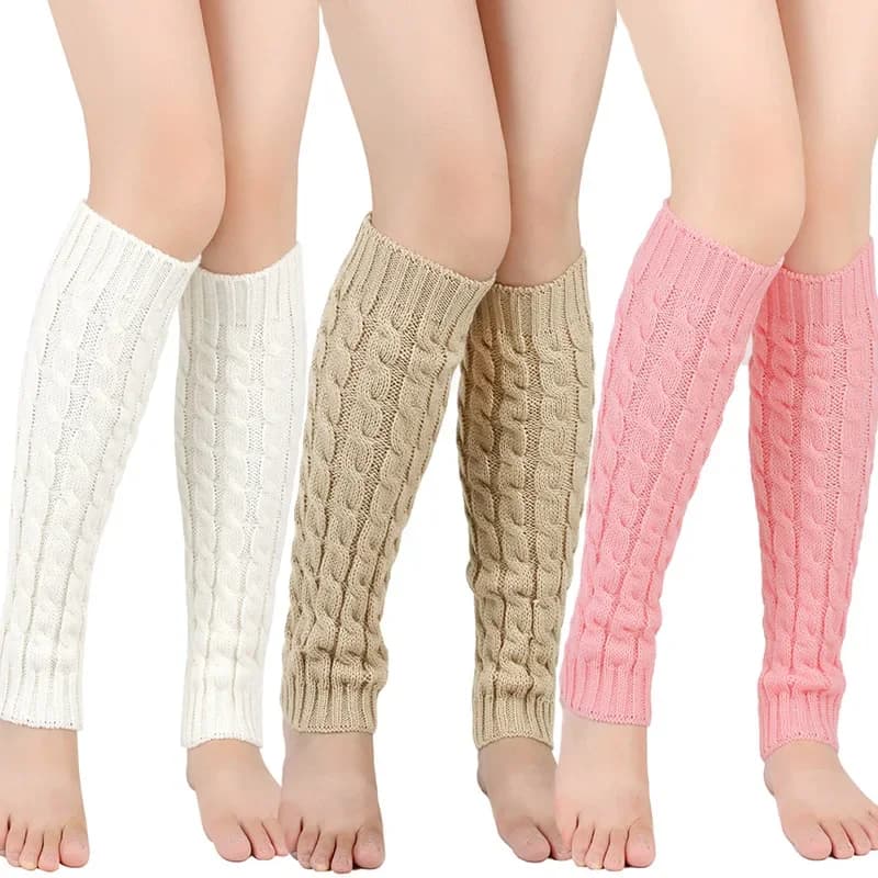 1pair Women Halloween Colored Knit Leg Warmers Bright Footless Socks Punk Black Knee High Gothic Hip-hop Rock Socks Christmas