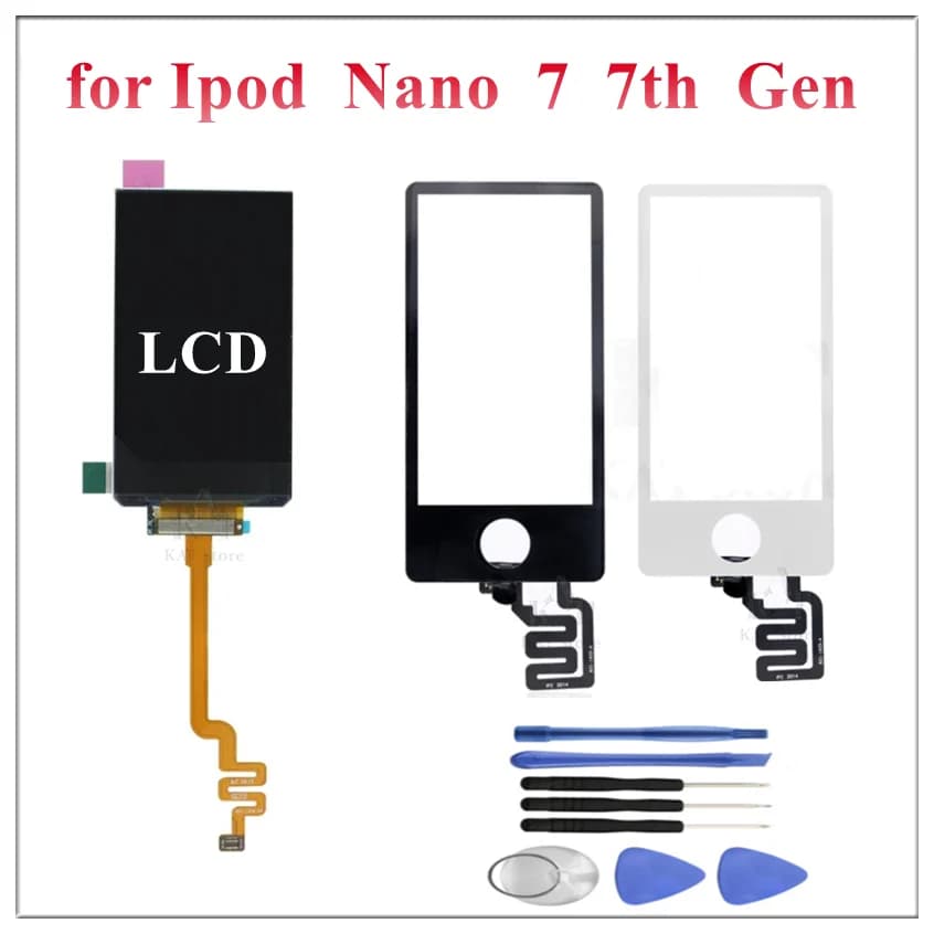 1Pcs Touch Screen Glass Lens With Digitizer Panel LCD Display For iPod Nano 7 7th Gen White Black Replacement