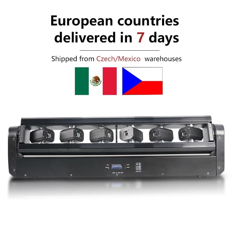 DMX  6X500mw RGB 3in1 Bar Light DJ Laser Projector 6 Eyes Beam Lasers Moving Head Lights Disco Wedding Party Stage Lighting