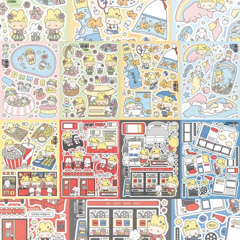 Korea Waterproof Cute Cartoon Girl Stickers Ipad Phone Case Handbook Diary Planner Notebook Scrapbook DIY Decorative Stickers