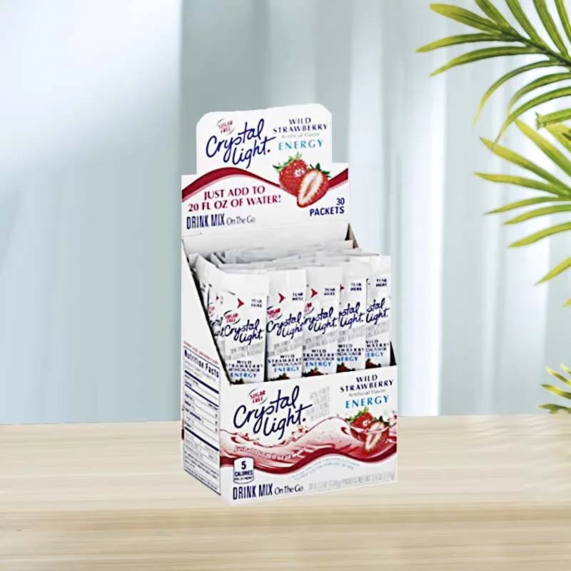 Crystal Light Wild Strawberry Energy Mix 3.88oz(110g)(30 Packets)*1 box