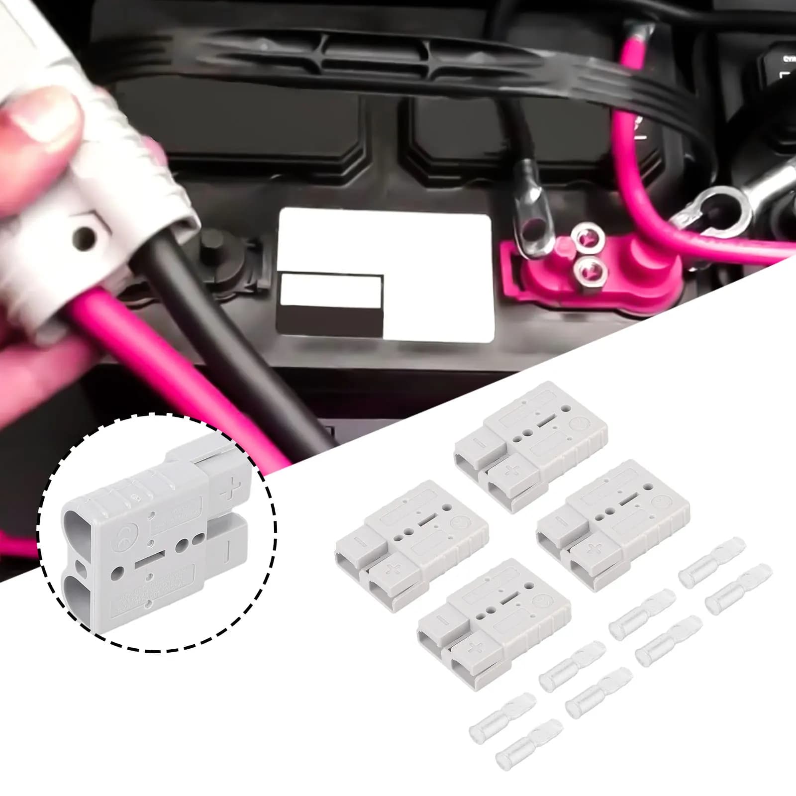 6x Electrical Wire Connector For Anderson Style Plug Impact Resistant DC Power Tool 50AMP Solar Caravan 6AWG With 12*Terminal