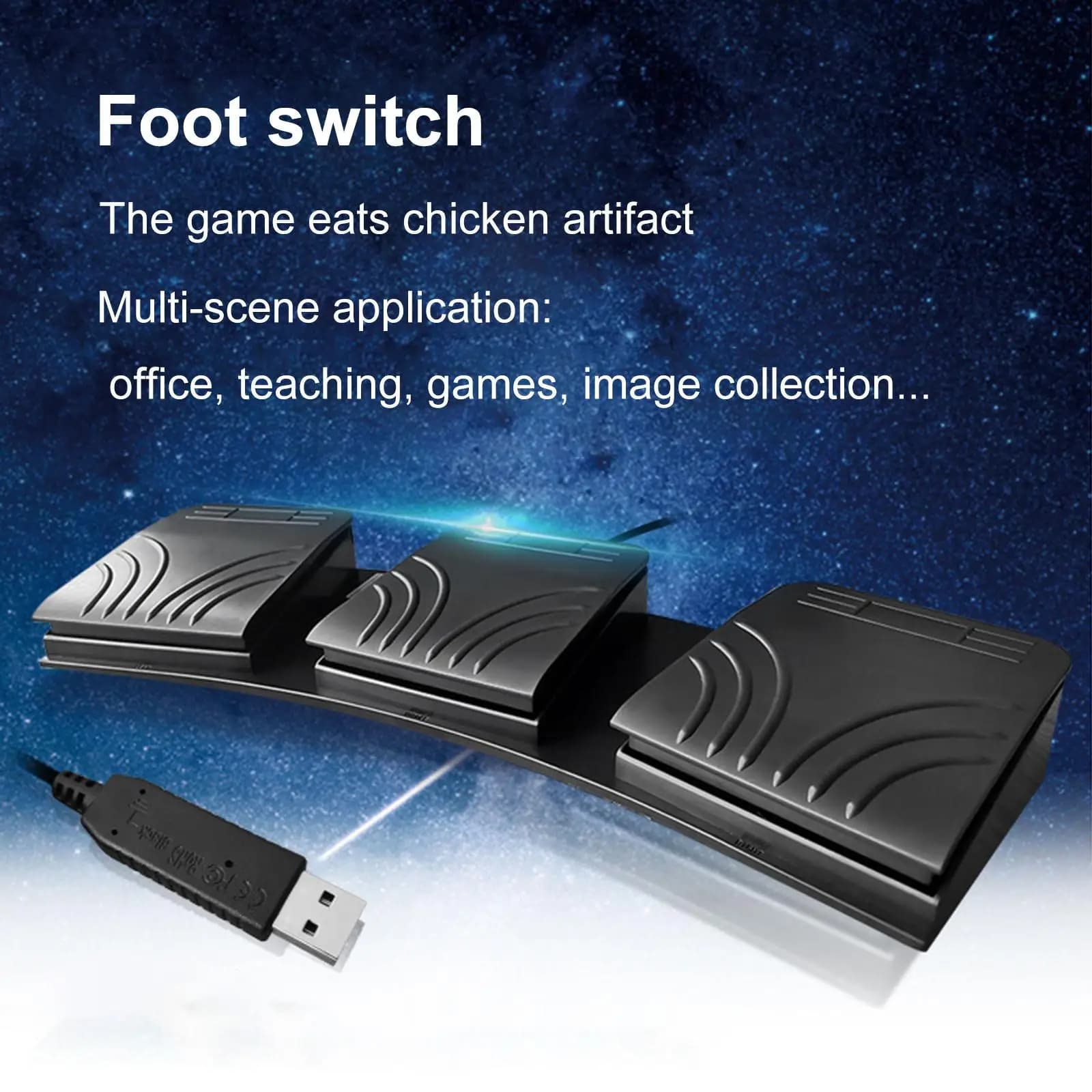 Upgraded USB Foot Pedal PC Triple Foot Switch Keyboard Pedal Customized Combination Key for PC Laptop Keyboard