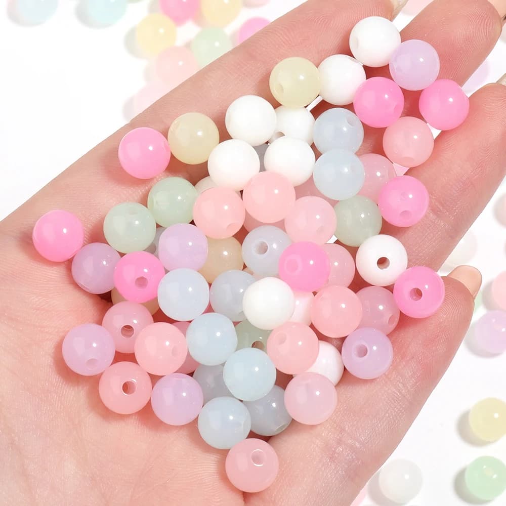 Candy Color Acrylic Beads 4/6/8/10mm Round Loose Spacer Bead for Jewelry Making DIY Handmade Bracelet Necklace Accessories
