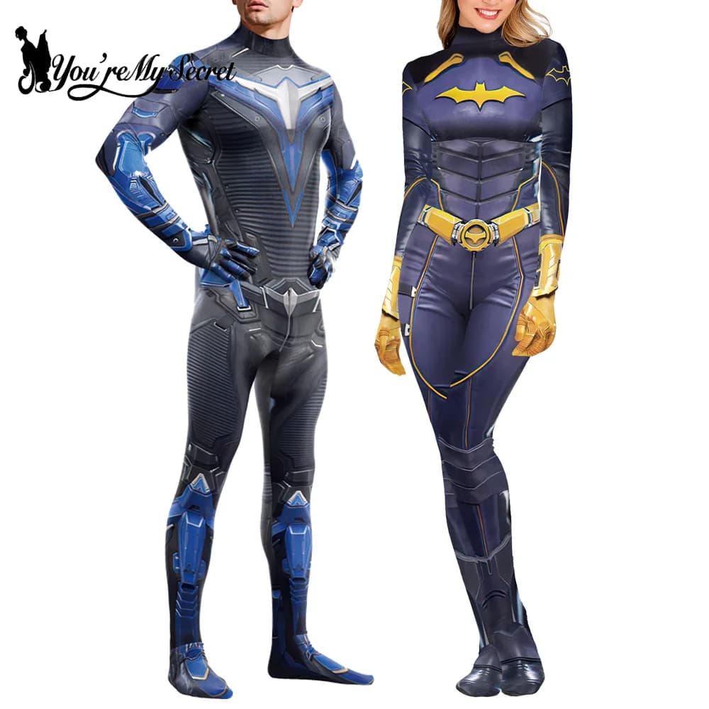 [You're My Secret] Superhero Armor Printed Cosplay Costume Bodysuit Halloween Party Jumpsuit For Women Men Bodysuits
