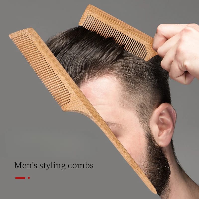 Professional Soft Boar Bristle Wood Beard Brush Hairdresser Shaving Brush Comb Men With  Hair Comb Set