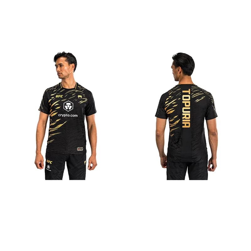 2025 Summer New Hot Selling Extreme Sports Boxing UFC Competition Enthusiasts Round Neck Gold T-shirt Casual Quick Drying Short