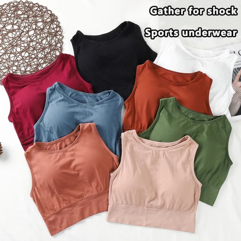 Sports Bra For Women Solid Yoga Top Fitness Pad Bra Vest Girl Active Wear Workout Running Sportswear Breathable Soft Comfortable
