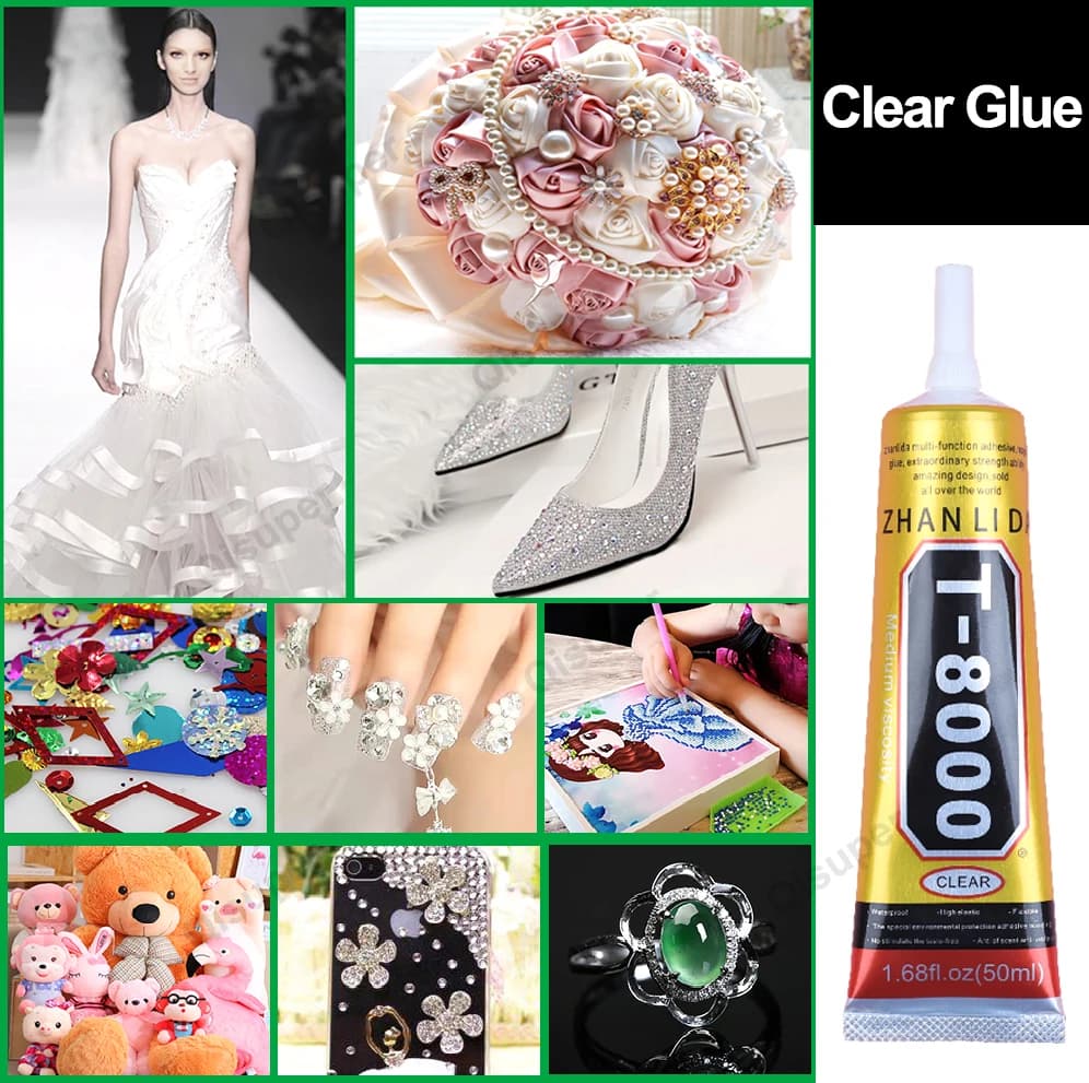 T8000 Precision Glue Jewelry Rhinestone Shoe Phone Repair DIY Adhesive Crystal Clothes Textiles Logo Patches Leather Fabric Bond