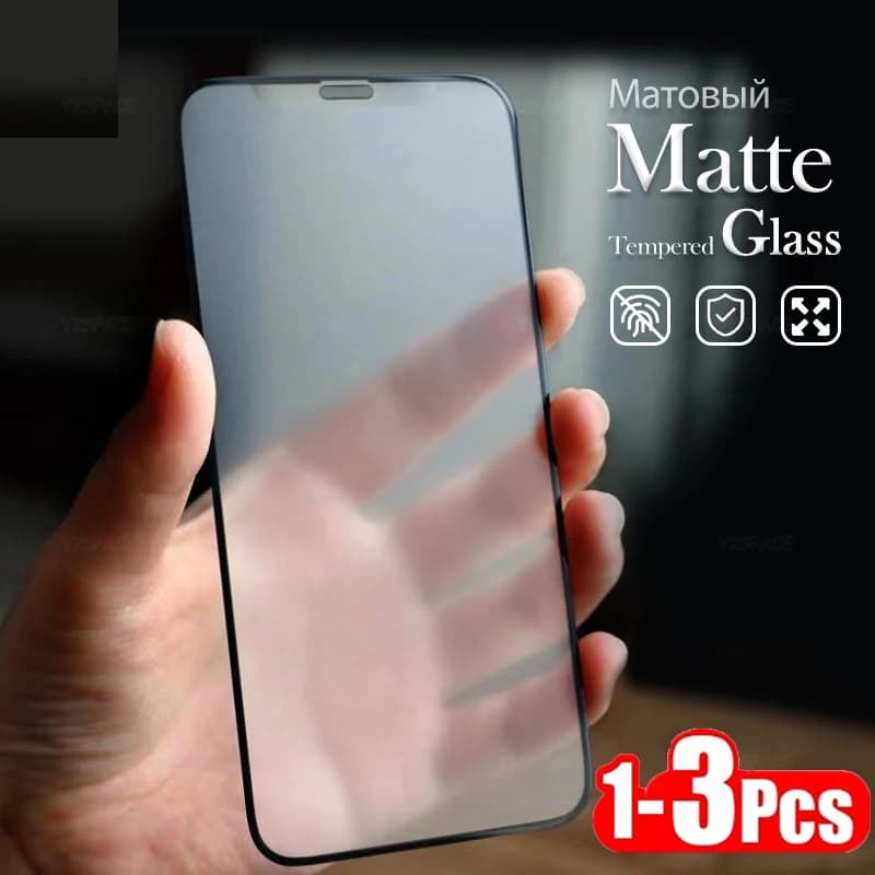 1-3Pcs Anti Fingerprint Matte Screen Protector for iPhone X XS XR 11 12 13 mini 14 15 16 Pro Max 16E 7 8 Plus SE Tempered Glass