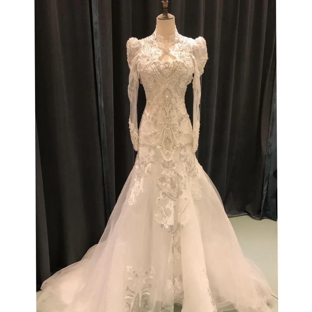 Kisswhite Bridal Green Collection Glitters Crystals mermaid customized with jacket beads Bridal Gown