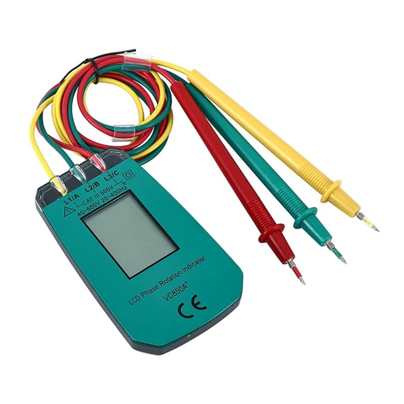3 Phase Tester Digital Phase Indicator Detector LED Phase Sequence Meter Voltage Tester 40V-600V AC Durable Easy To Use